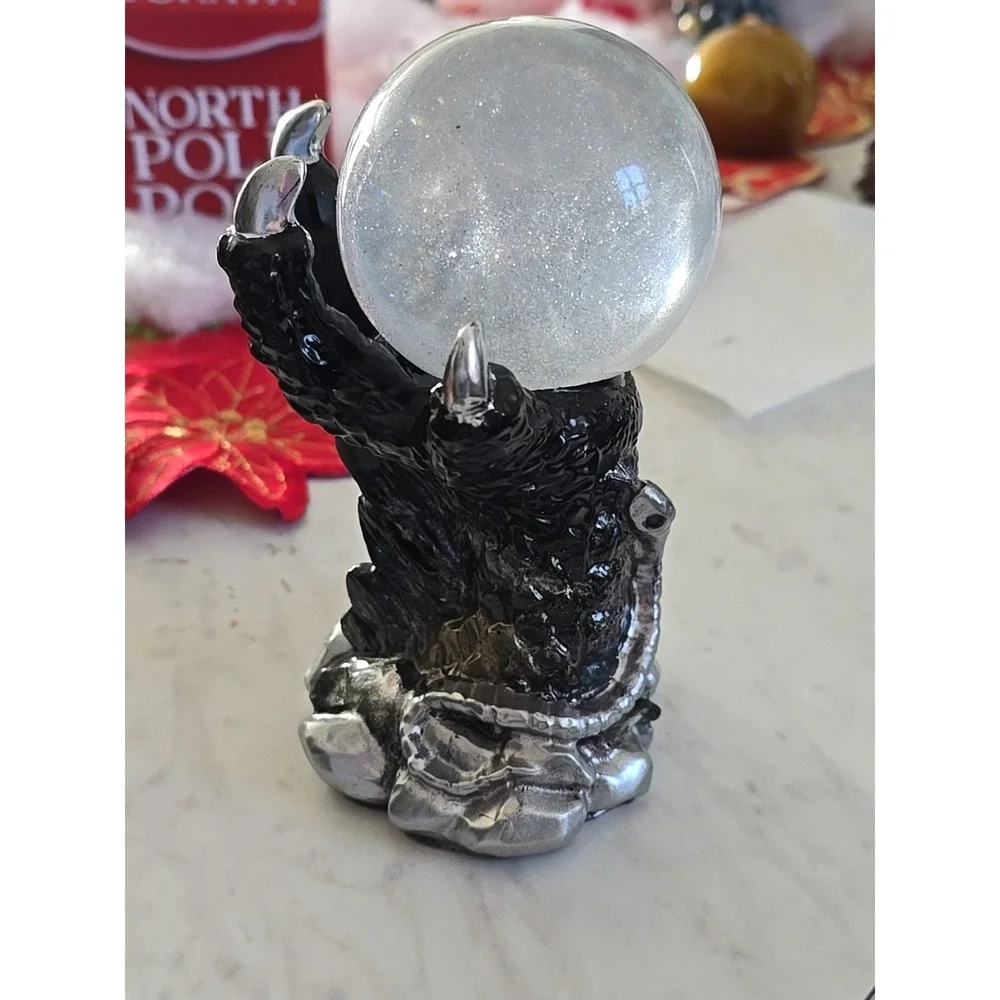 Handmade Resin Claw‎ Snake Hand With Crystal Ball Black  Decoration Gift 636